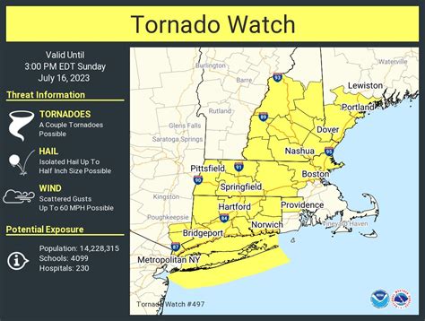 Tornado watch issued for most of Massachusetts, Connecticut, parts New Hampshire, Rhode Island, Maine until 3 pm